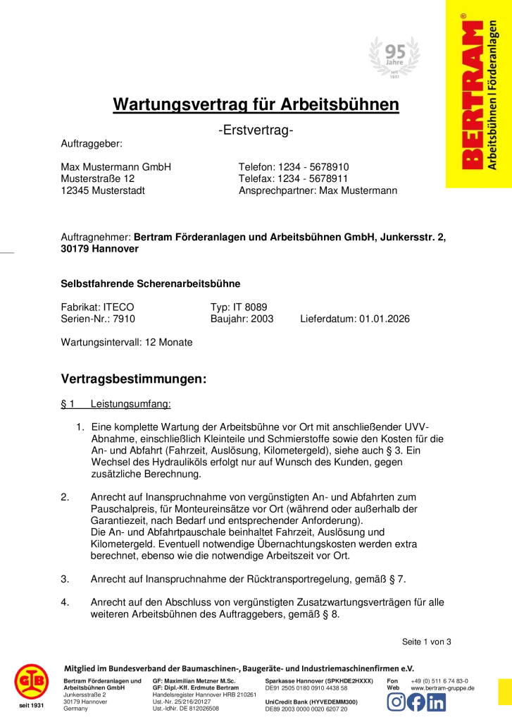 Wartungsvertraege Vorlage De